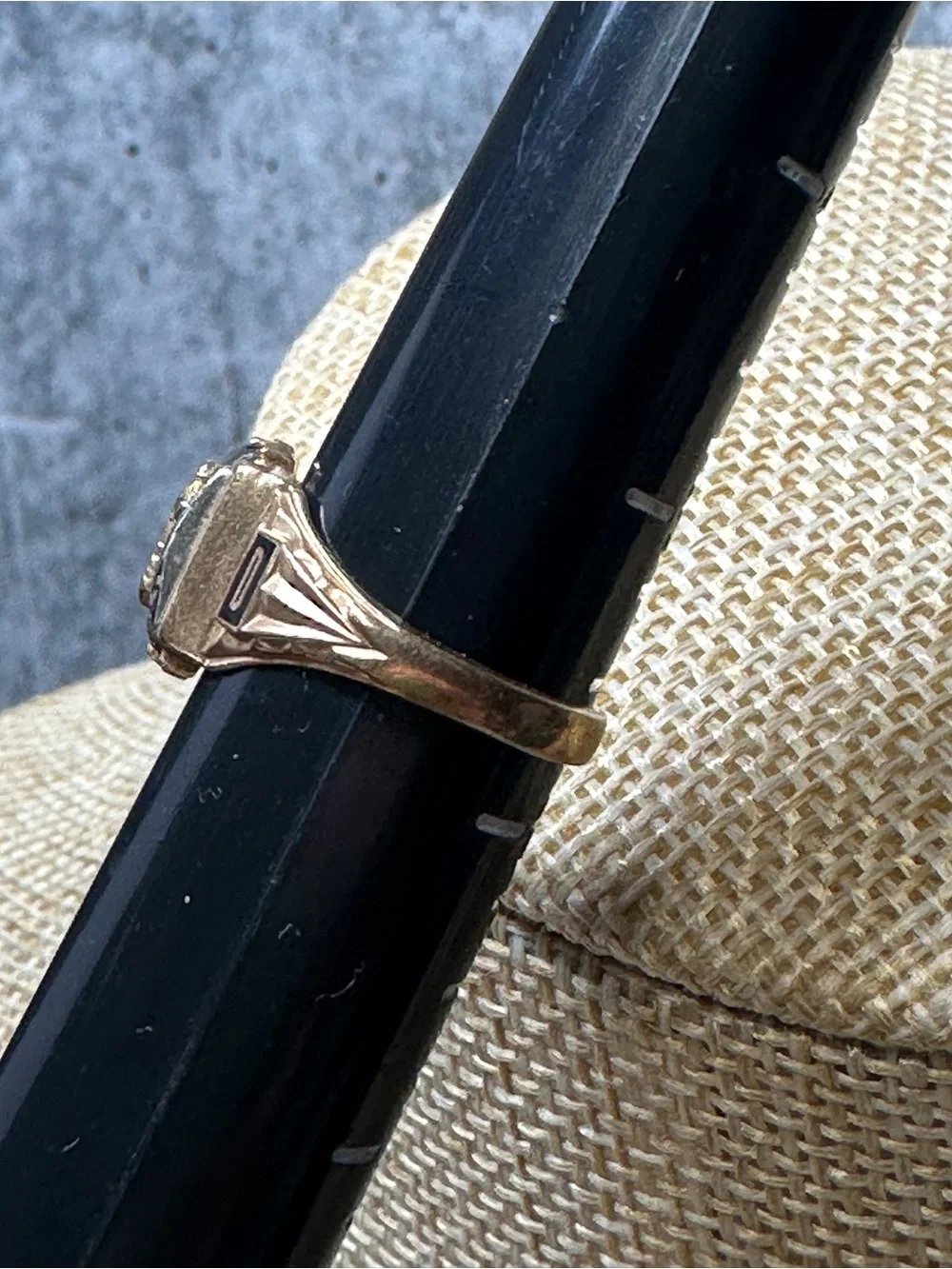 1965 Jostens Yellow 10k & Mother of Pearl Class Ring Size 5.75 Initials C.D.